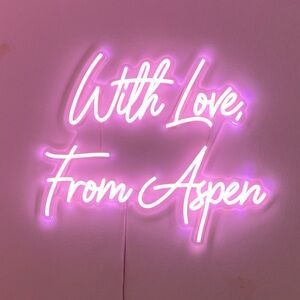 "With Love, From Aspen" Custom LED Pink Neon Sign